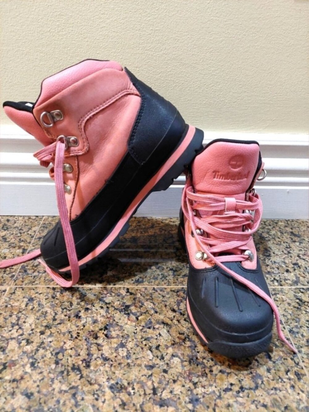 Timberland Pink Leather Winter Boots Kids Girls 3 US